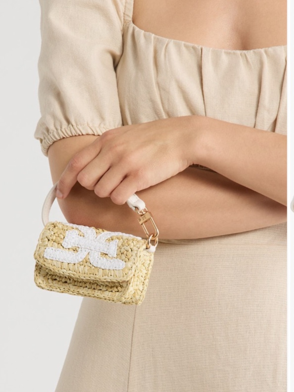 NEW Sam Edelman Mini Raffia and Leather Wallet - Picture 2 of 12